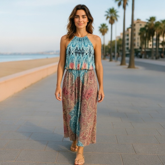 J.B.S. Dresses & Skirts - J.B.S. Black and Multicolor Halter Dress